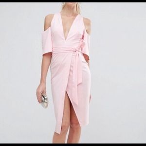 ASOS- cold shoulder kimono tie pencil dress